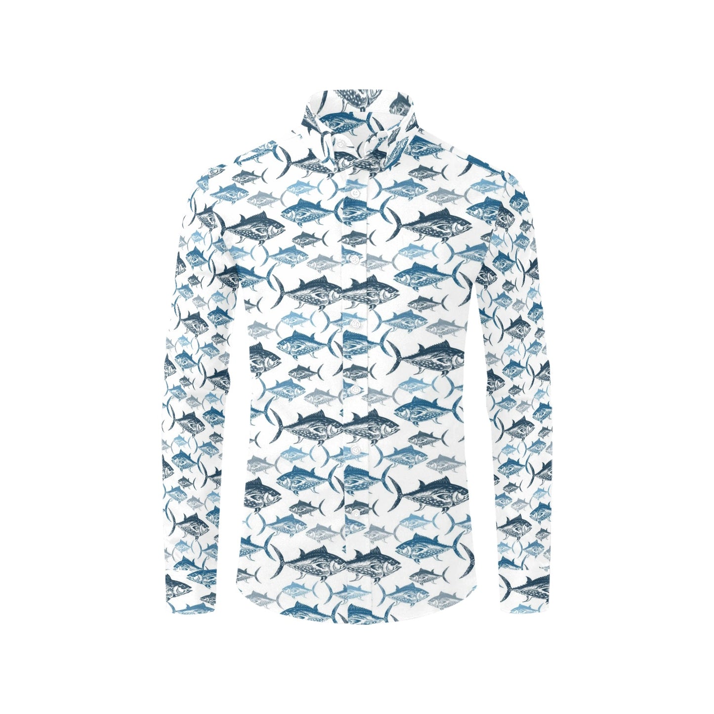 Tuna Fish Print Design LKS303 Men's Long Sleeve Dress Shirt