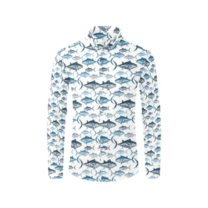 Tuna Fish Print Design LKS303 Men's Long Sleeve Dress Shirt