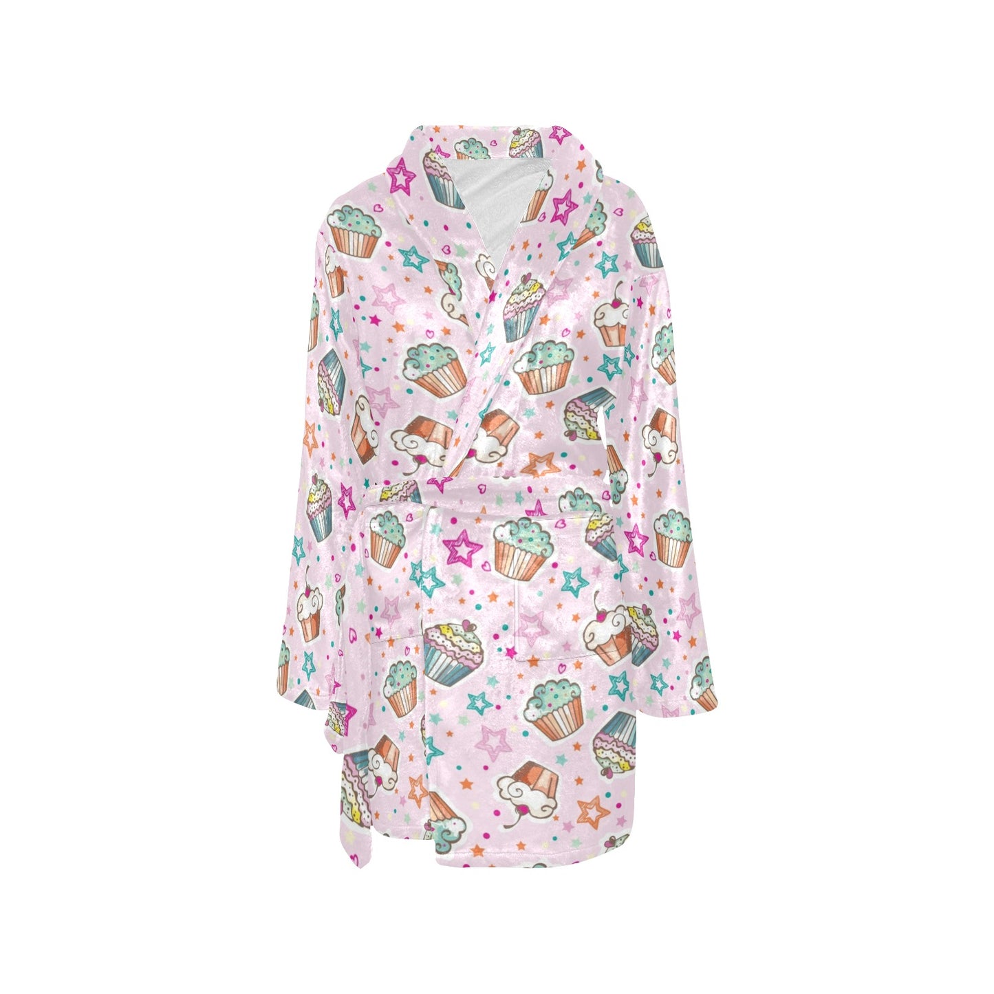 Cupcake Pattern Print Design CP03 Women's Fleece Robe