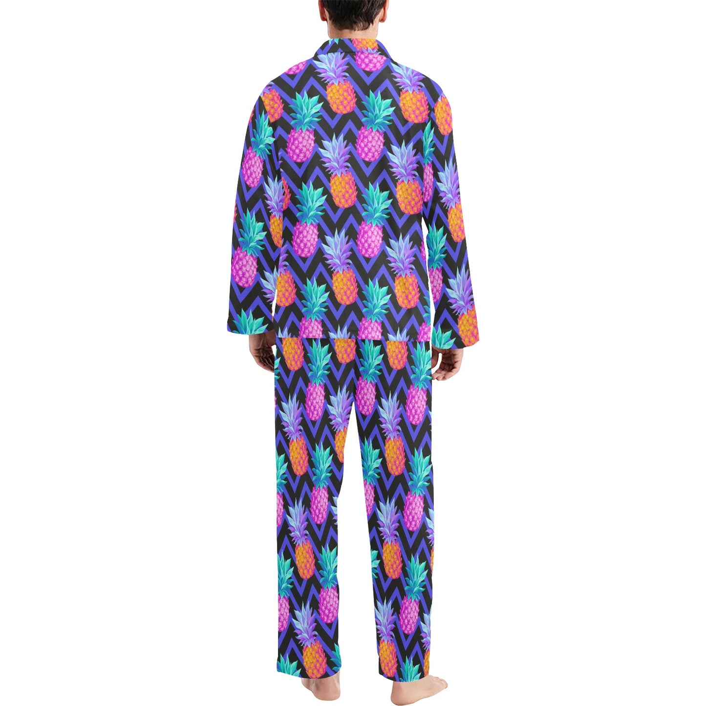 Pineapple Color Art Pattern Men's Long Pajama Set