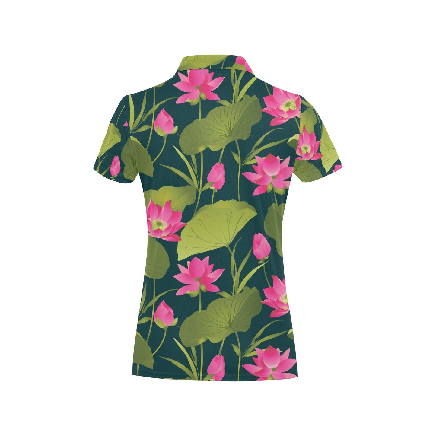 Water Lily Pattern Print Design WL09 Women's Polo Shirt