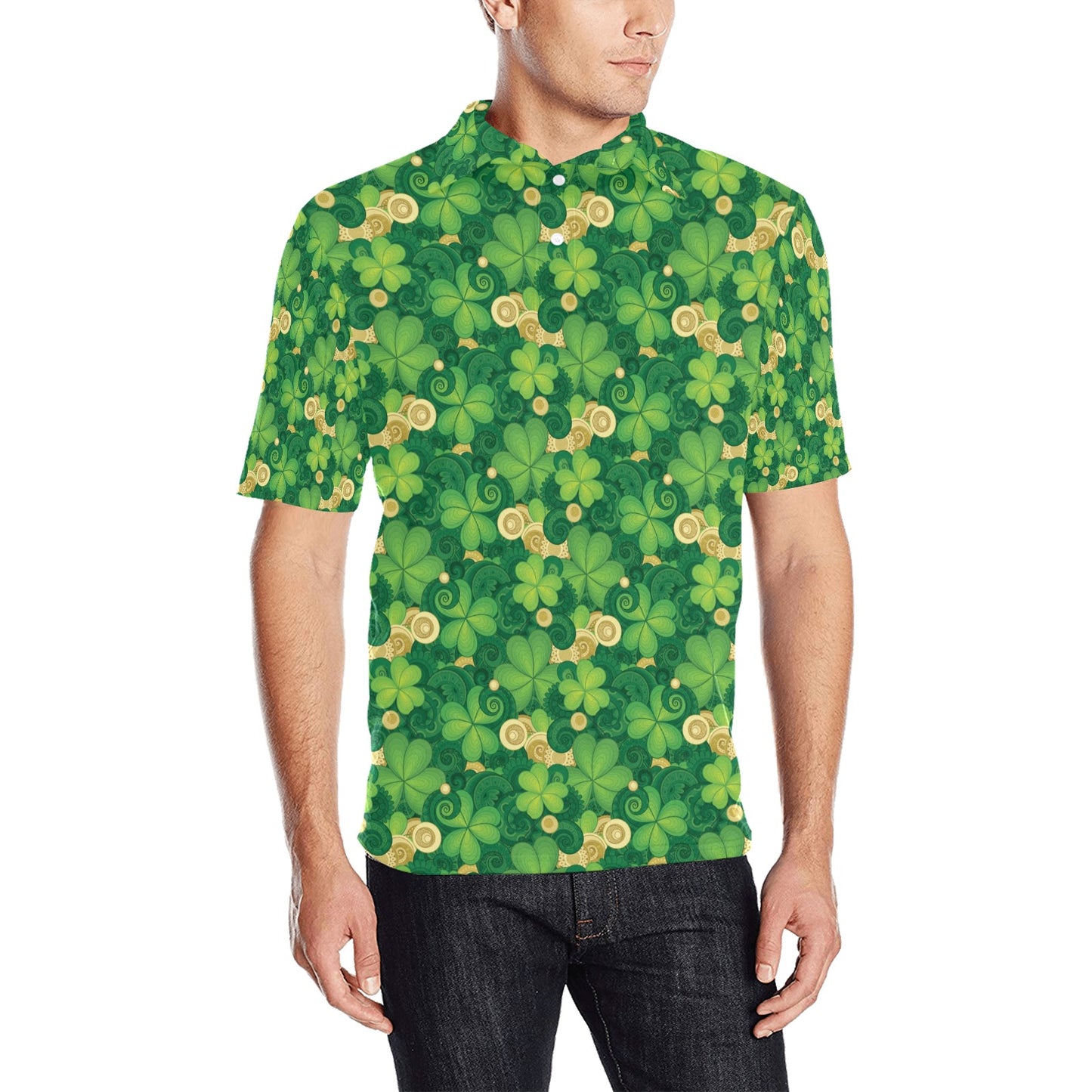Shamrock Print Design LKS301 Men Polo Shirt