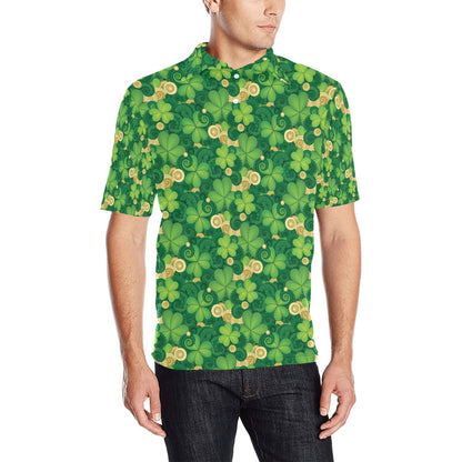 Shamrock Print Design LKS301 Men Polo Shirt