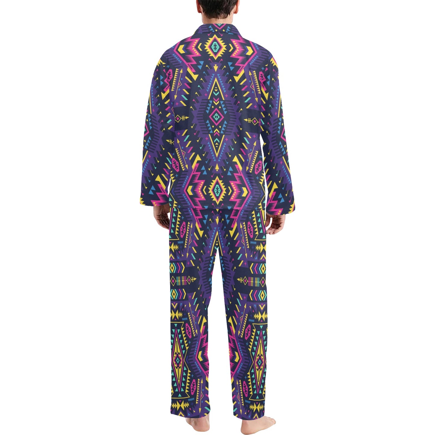 Aztec Pattern Print Design 07 Men's Long Pajama Set