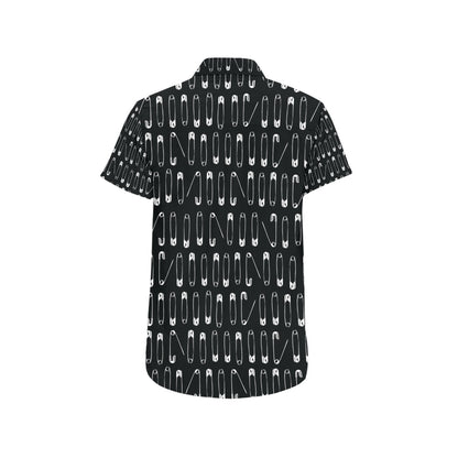 Safety Pin Print Design LKS302 Men Short Sleeve Button Up Shirt