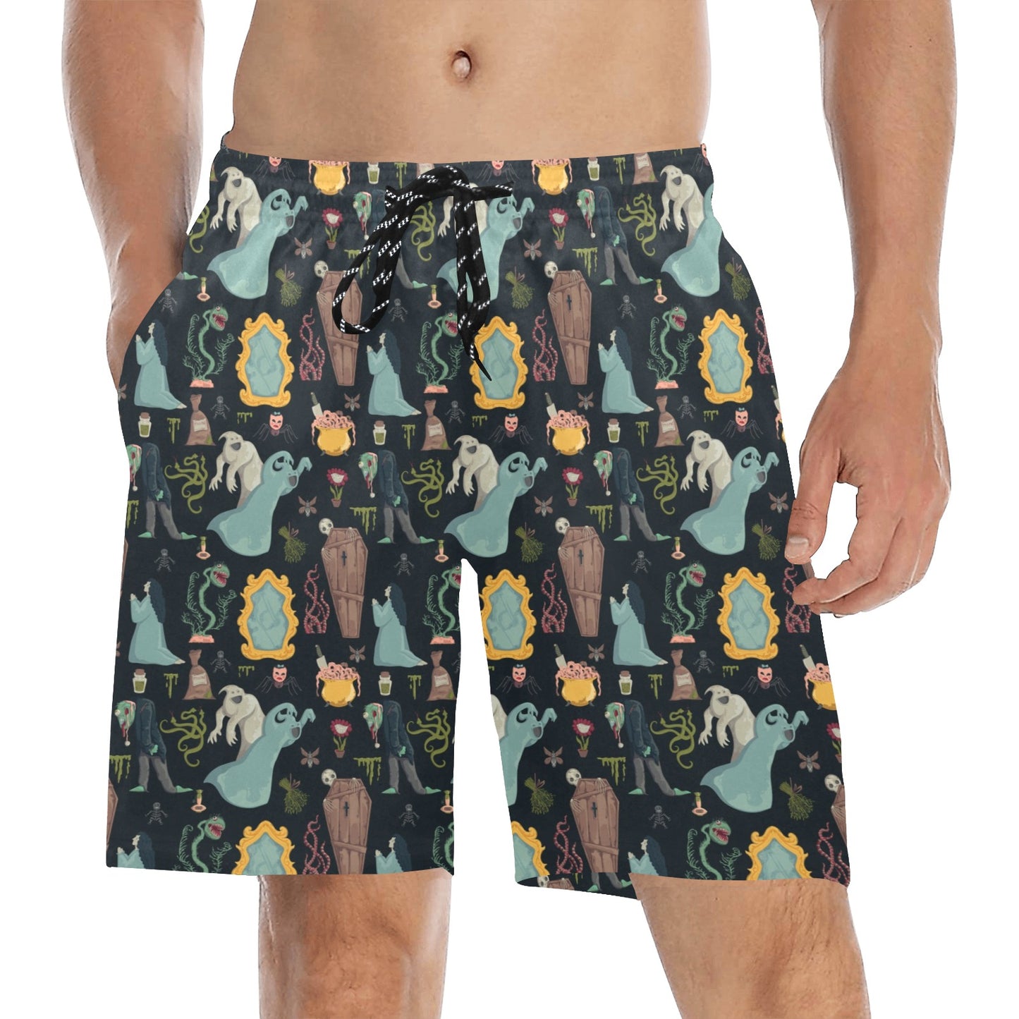 Creepy Print Design LKS303 Men's Swim Trunks Beach Shorts