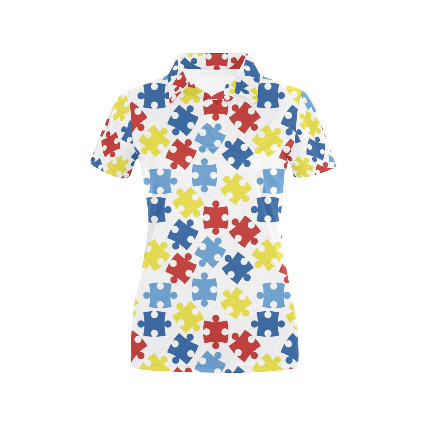 Autism Awareness Pattern Print Design 04 Women's Polo Shirt