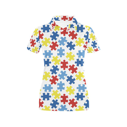 Autism Awareness Pattern Print Design 04 Women's Polo Shirt