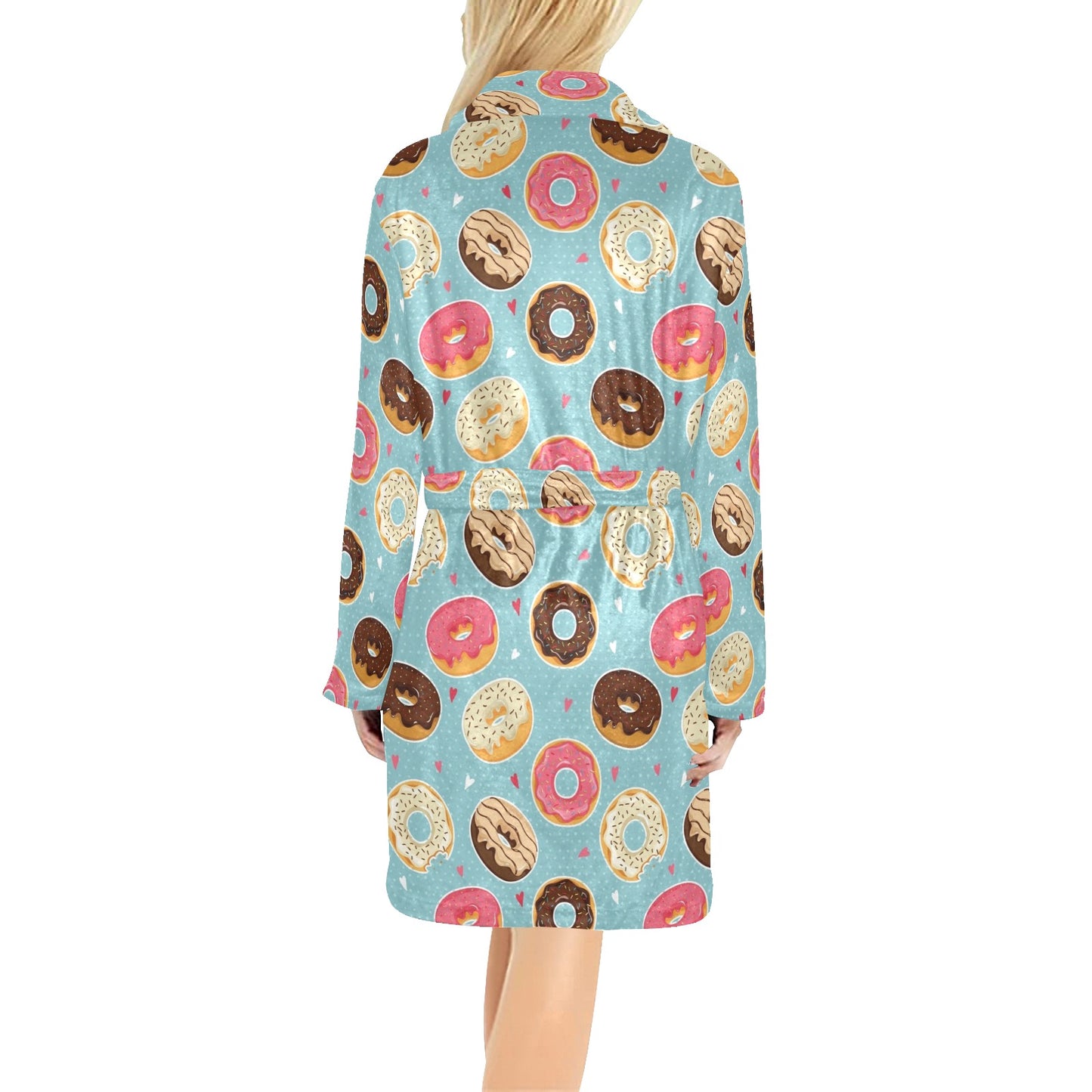 Donut Pattern Print Design DN04 Women's Fleece Robe