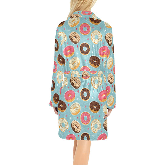 Donut Pattern Print Design DN04 Women's Fleece Robe