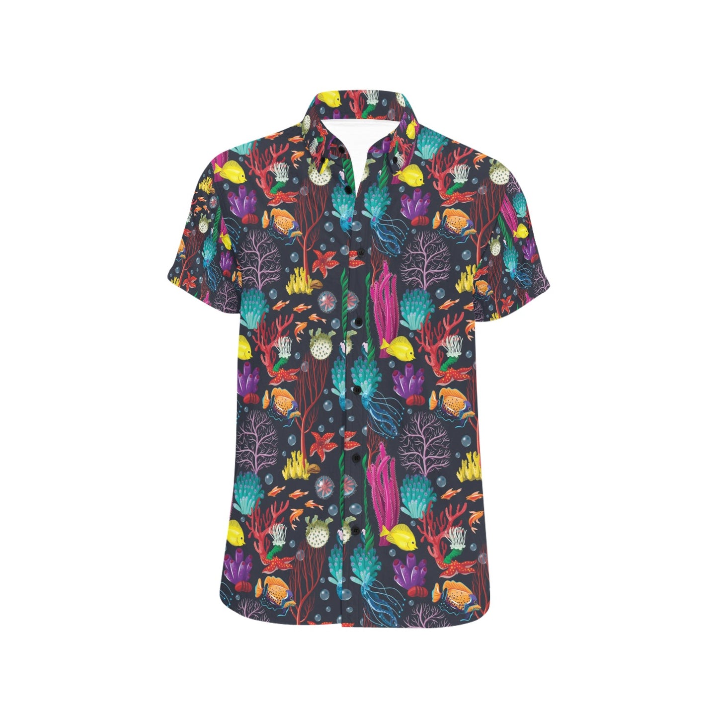 Underwater Cute Print Design LKS303 Men Short Sleeve Button Up Shirt