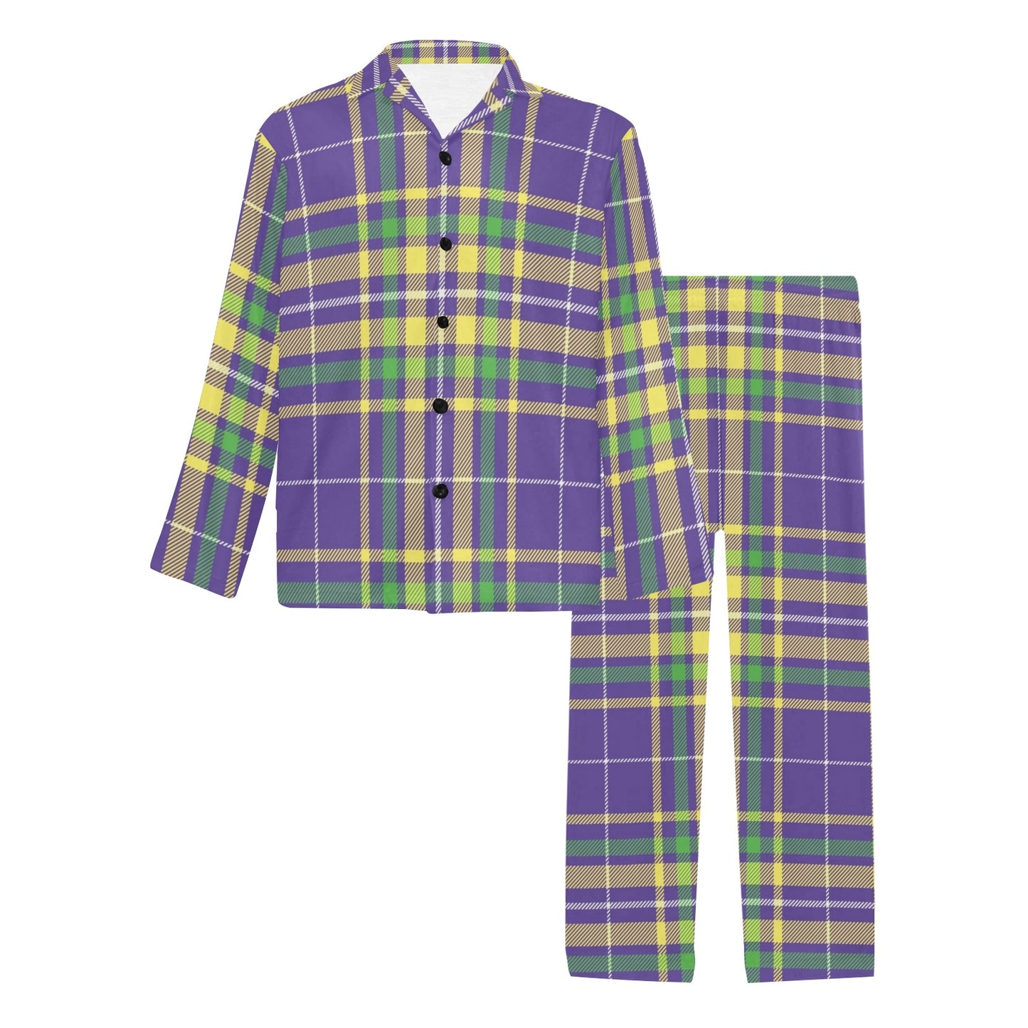 Mardi Gras Pattern Print Design 010 Men's Long Pajama Set