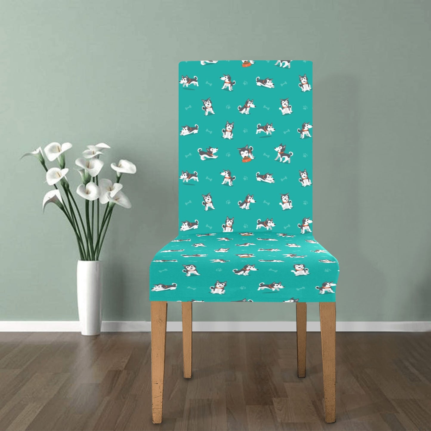 Siberian Huskies Print Design LKS303 Dining Chair Slipcover