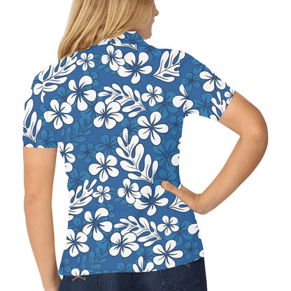 Plumeria Pattern Print Design PM015 Women's Polo Shirt