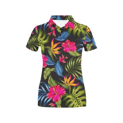 Bird Of Paradise Pattern Print Design BOP014 Women's Polo Shirt