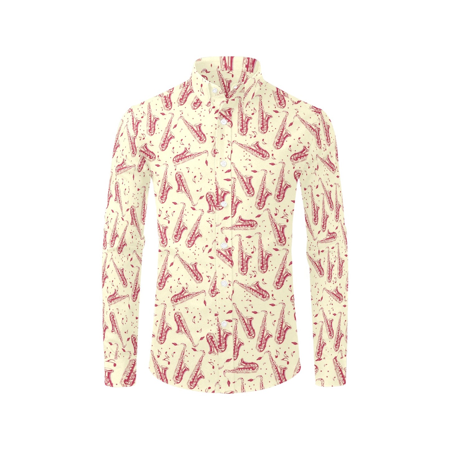 Saxophone Print Design LKS402 Men's Long Sleeve Dress Shirt