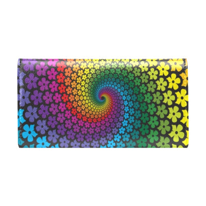Flower Power Rainbow Spiral Print Women's Trifold Wallet