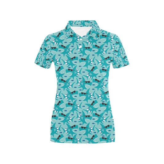 Shark Cute Print Design LKS302 Women's Polo Shirt