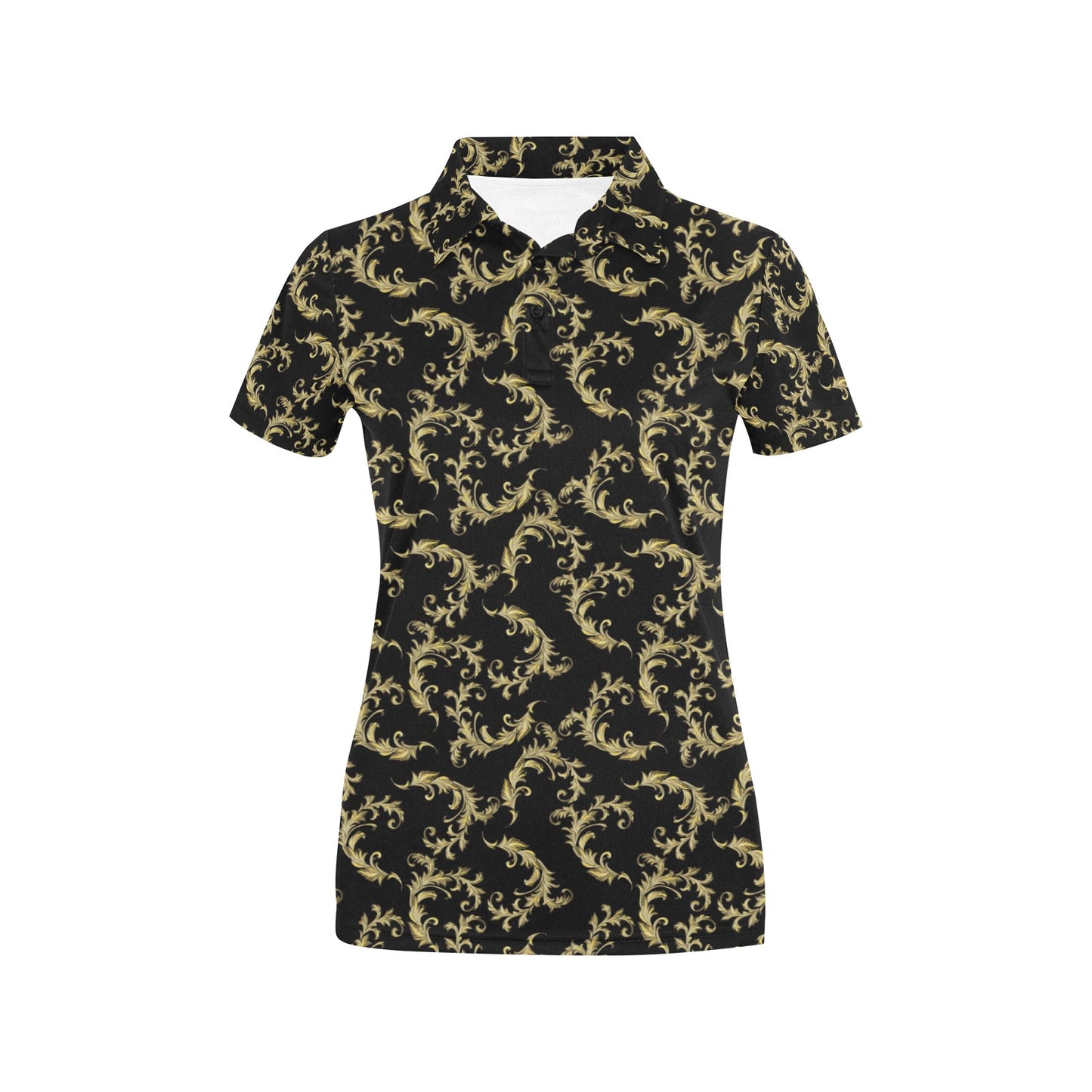 Baroque Golden Pattern Print Design 01 Women's Polo Shirt