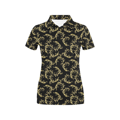Baroque Golden Pattern Print Design 01 Women's Polo Shirt