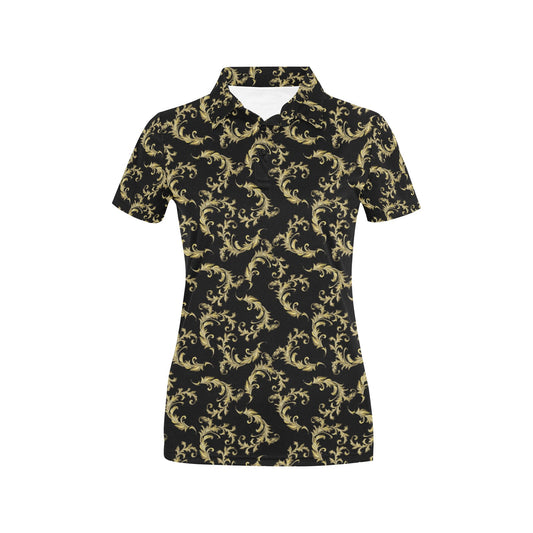 Baroque Golden Pattern Print Design 01 Women's Polo Shirt