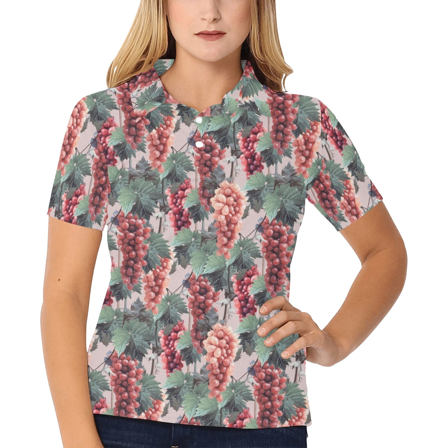 Grape Pattern Print Design GP01 Women's Polo Shirt