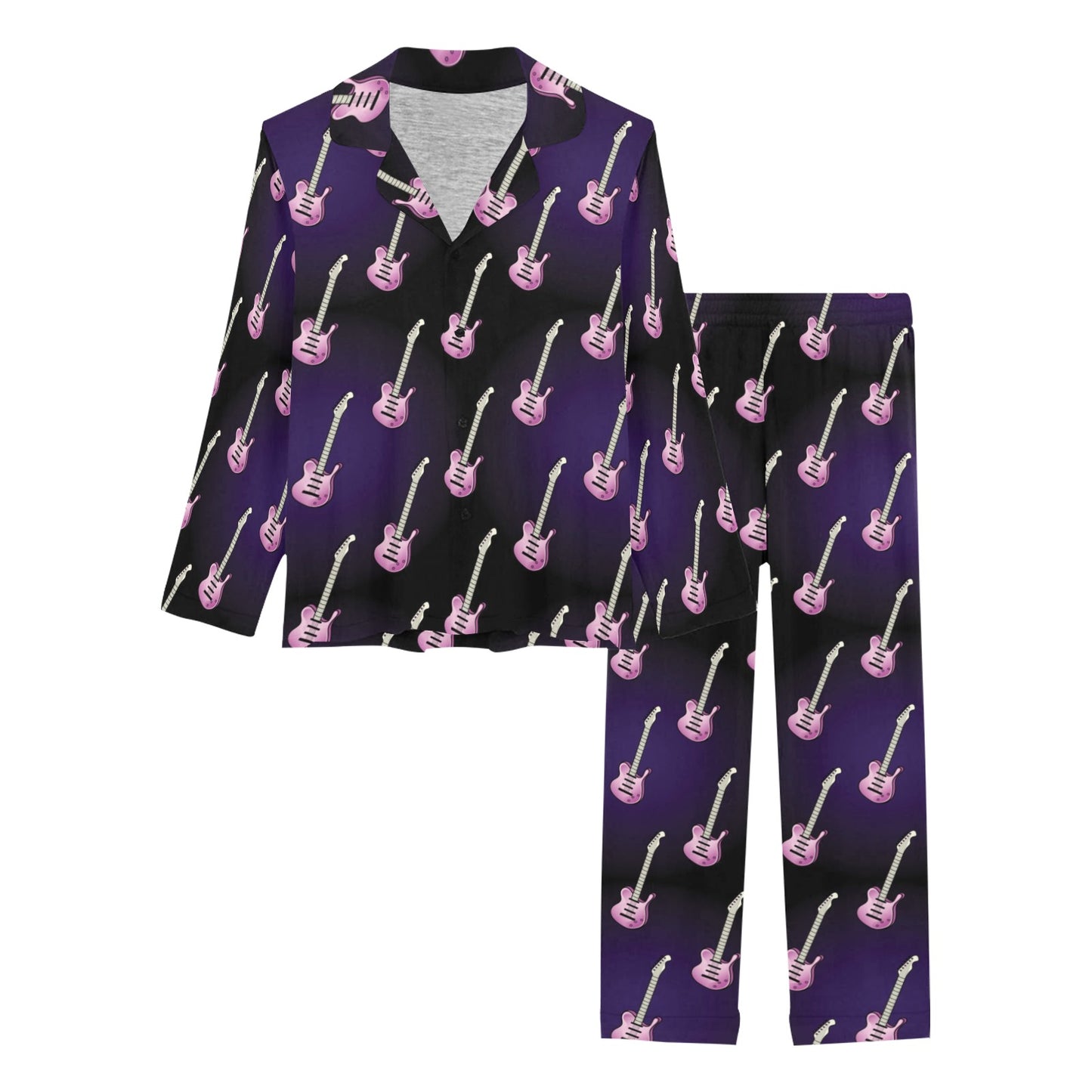 Electric Guitar Print Design LKS405 Women's Long Pajama Set