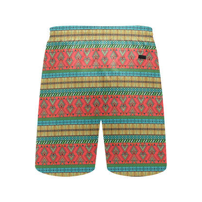 African Colorful Zigzag Print Pattern Men's Swim Trunks Beach Shorts