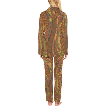 Maori Ornament Design Print Women's Long Pajama Set