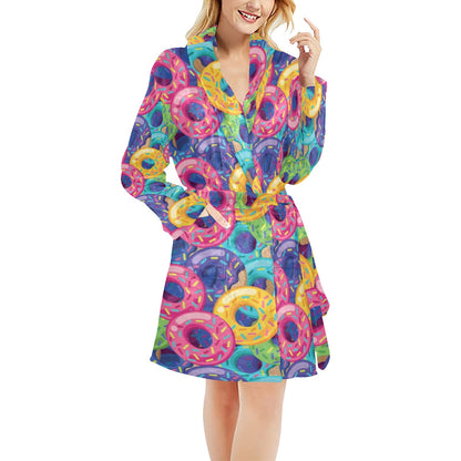 Donut Pattern Print Design DN010 Women's Fleece Robe