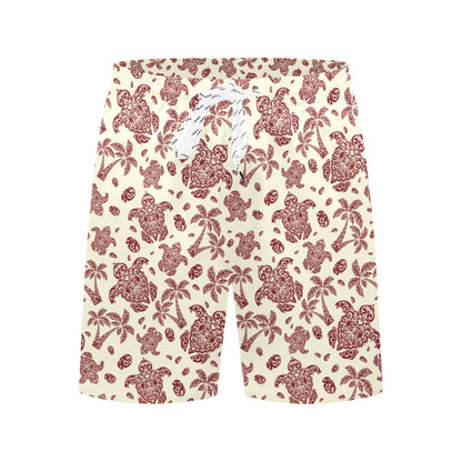 Polynesian Tattoo Turtle Themed Men's Swim Trunks Beach Shorts