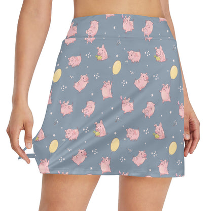 Pig Print Design LKS405 17" Golf & Pickleball Skort with Pockets