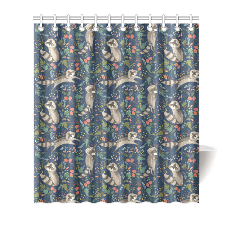 Raccoon Pattern Print Design A02 Shower Curtain