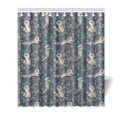 Raccoon Pattern Print Design A02 Shower Curtain