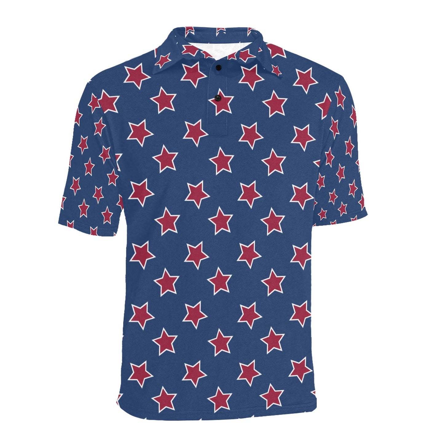 Star Red Blue Print Design LKS301 Men Polo Shirt