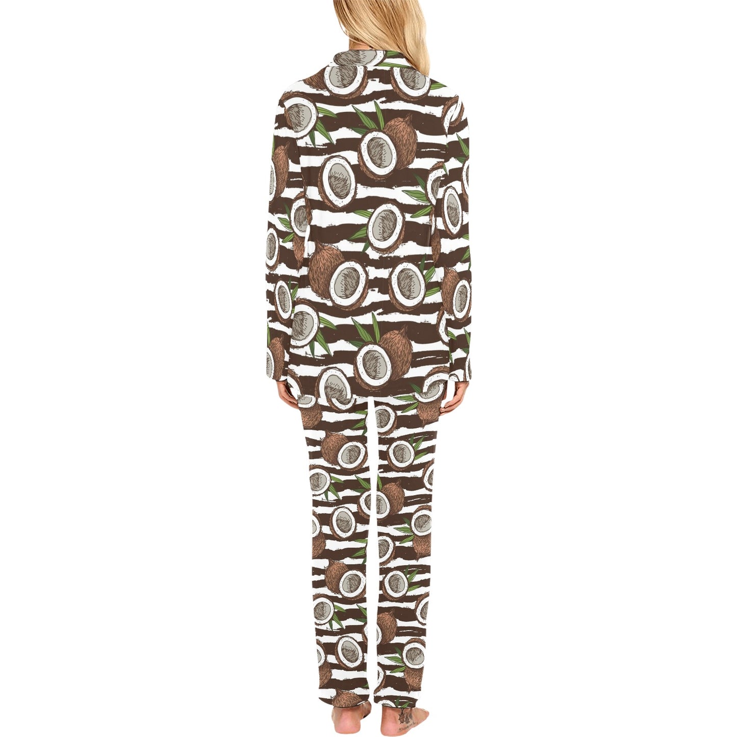 Coconut Pattern Print Design CN04 Women's Long Pajama Set