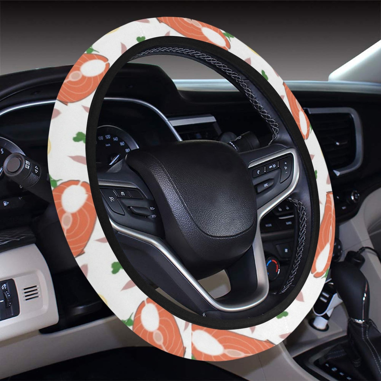 Salmon Steak Print Design LKS303 Steering Wheel Cover with Elastic Edge