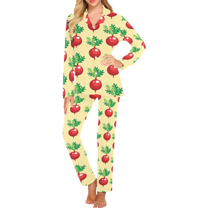 Radish Pattern Print Design A02 Women's Long Pajama Set