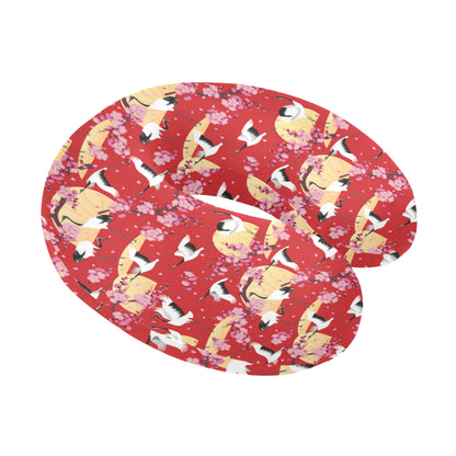 Crane Pattern Print Design 04 U-Shaped Travel Neck Pillow