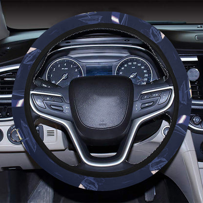 Sailboat Print Design LKS305 Steering Wheel Cover with Elastic Edge