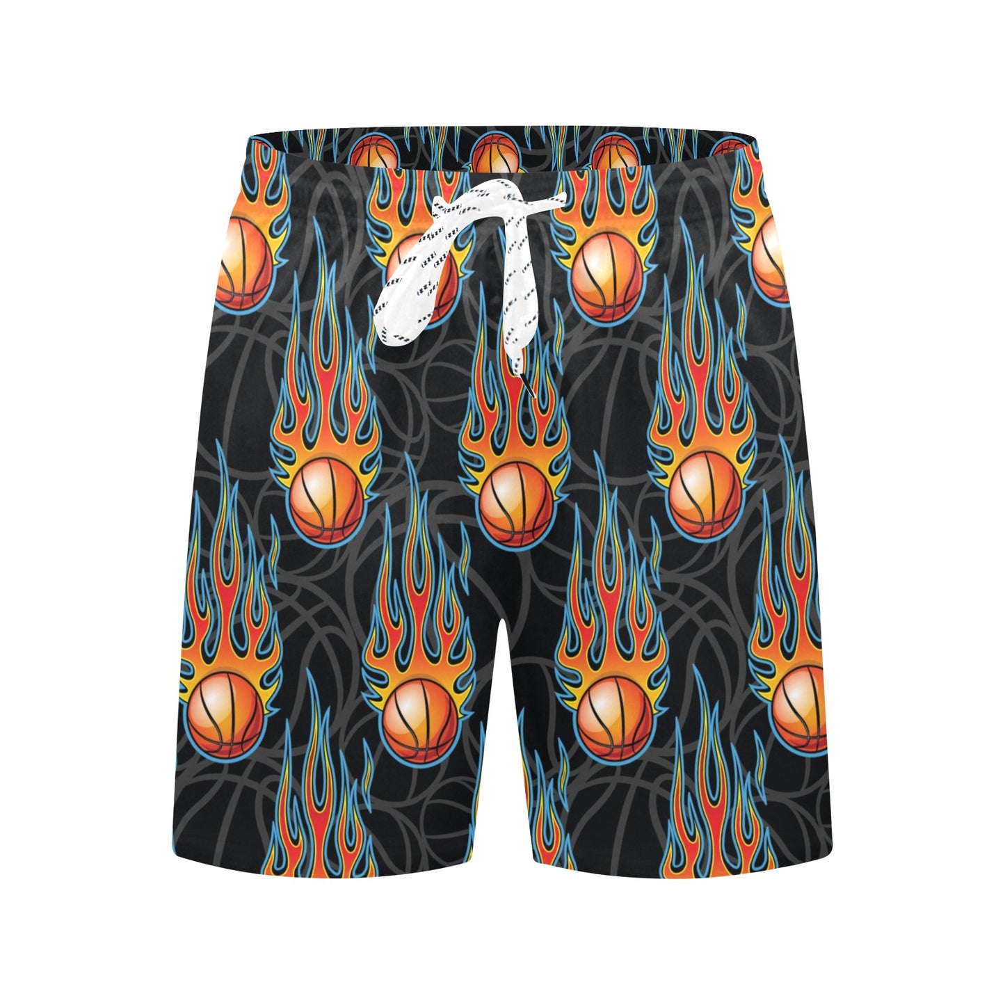 Basketball Fire Print Pattern Men's Swim Trunks Beach Shorts