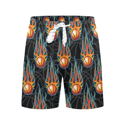 Basketball Fire Print Pattern Men's Swim Trunks Beach Shorts