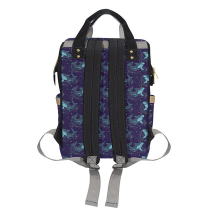 Shark Themed Print Diaper Bag Backpack