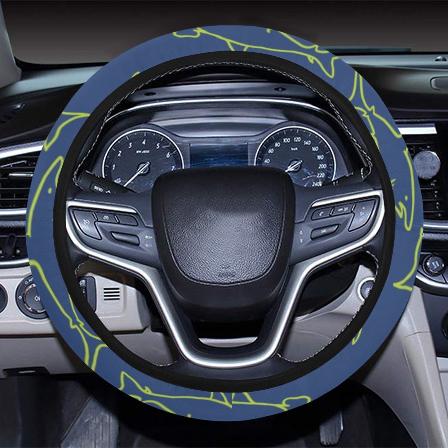 Shark Print Design LKS301 Steering Wheel Cover with Elastic Edge