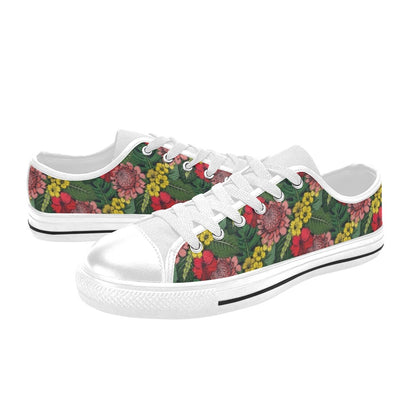 Summer Floral Print Design LKS305 Women's White Low Top Shoes