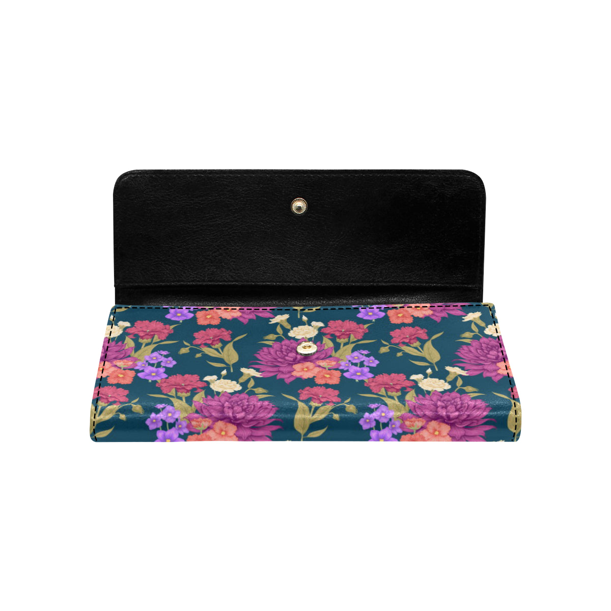 Dahlia Pattern Print Design DH01 Women's Trifold Wallet