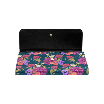 Dahlia Pattern Print Design DH01 Women's Trifold Wallet