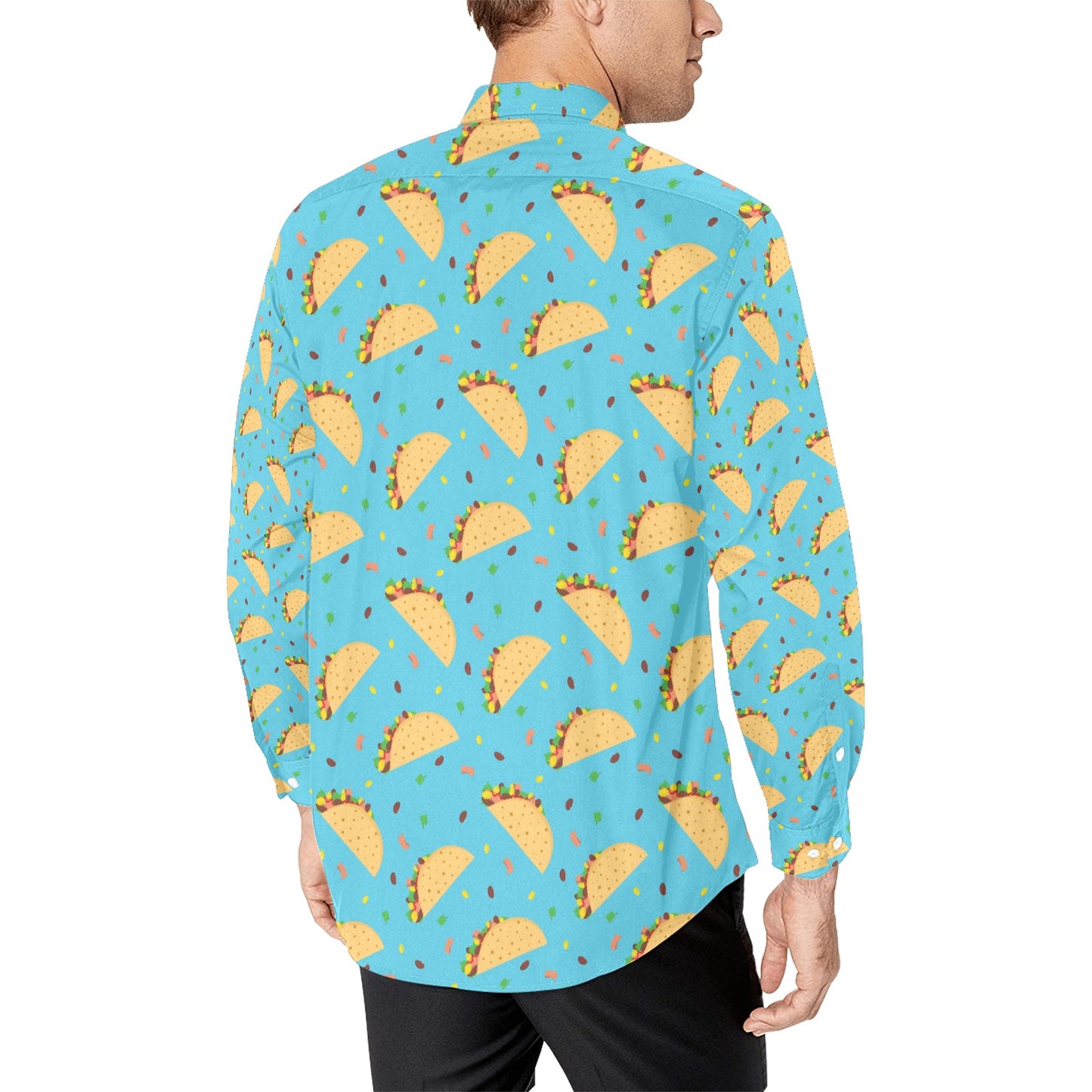 Taco Print Design LKS303 Men's Long Sleeve Dress Shirt