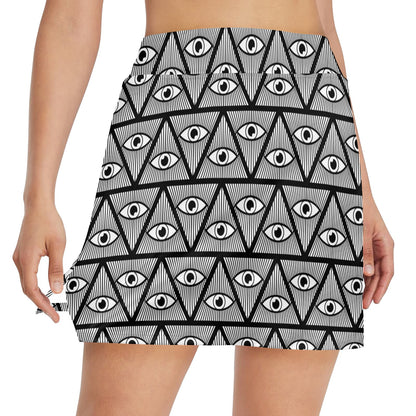 Third Eye Pattern Print Design LKS304 17" Golf & Pickleball Skort with Pockets
