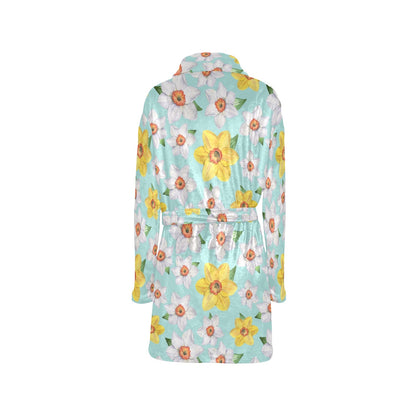 Daffodils Pattern Print Design DF07 Women's Fleece Robe